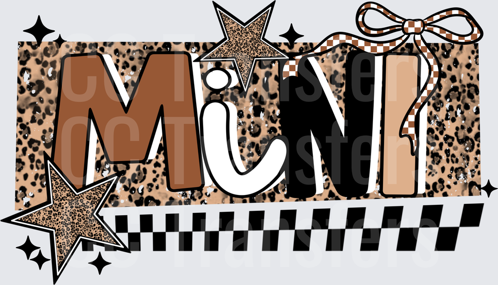 Mini Leopard Print Checkered Stars Bow Retro (DTF)