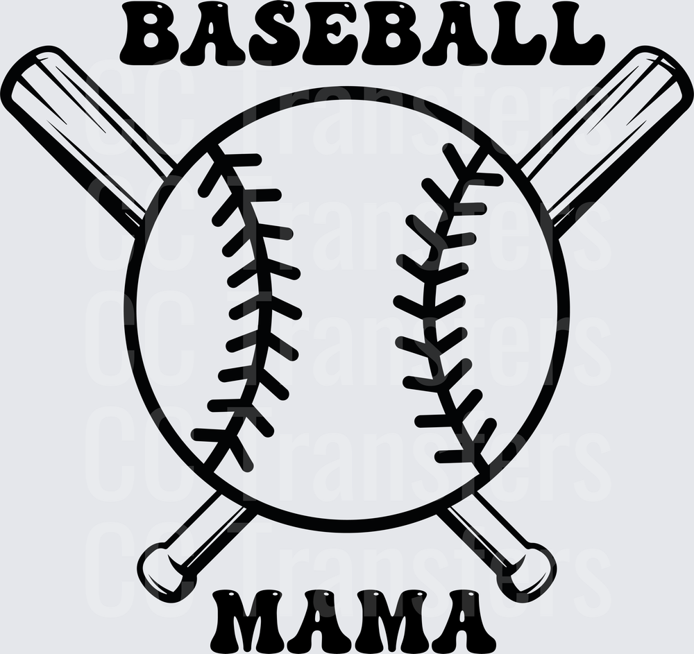 Baseball Mama Crossed Bats and Ball Graphic (DTF)