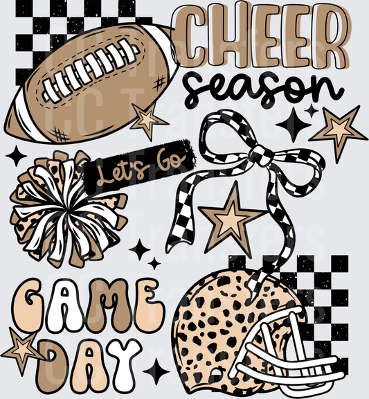 Cheer Season Game Day Football Pom Pom Checkered (DTF)