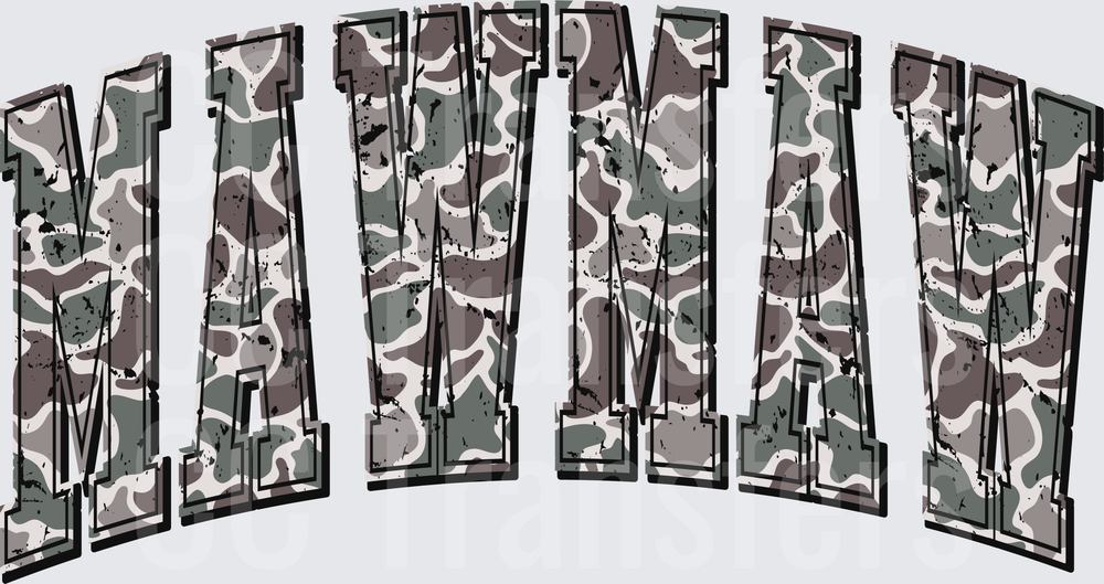 Camo Distressed Arched MAWMAW Bold Varsity Letters (DTF)