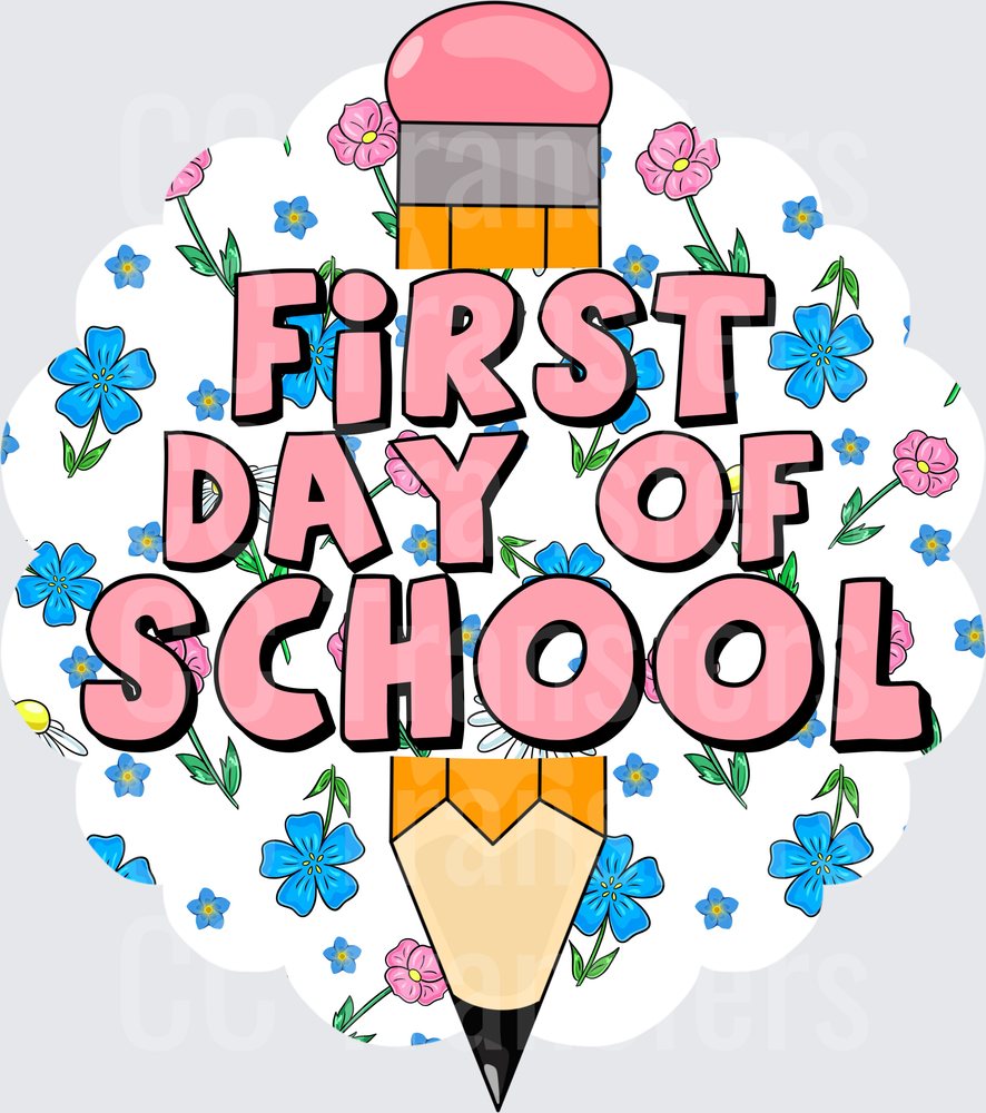 First Day of School Floral Pencil Design (DTF)