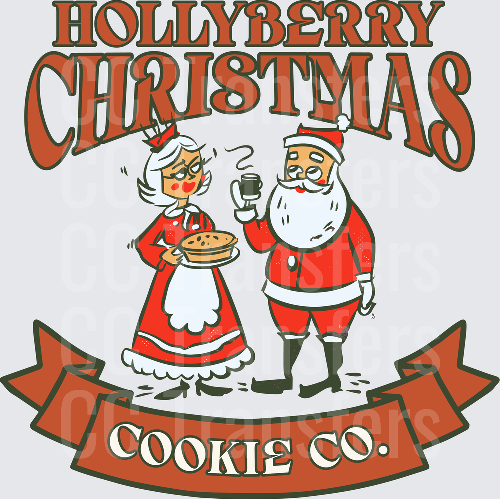 Hollyberry Christmas Cookie Co Santa & Mrs Claus (DTF)