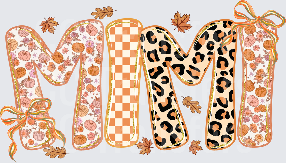 Fall Mimi Pumpkin Floral Leopard Checkered Letters (DTF)