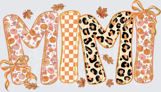 Fall Mimi Pumpkin Floral Leopard Checkered Letters (DTF)