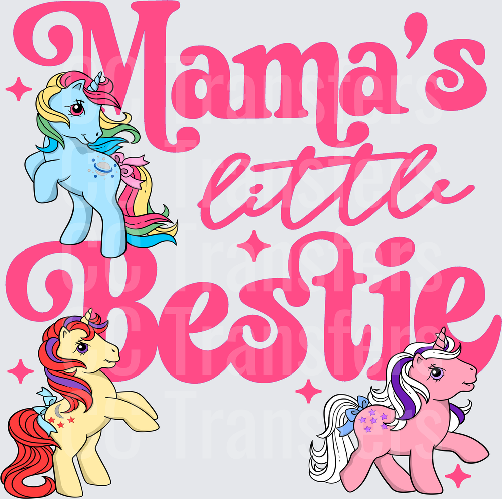 Mama's Little Bestie Retro Unicorn Ponies (DTF)