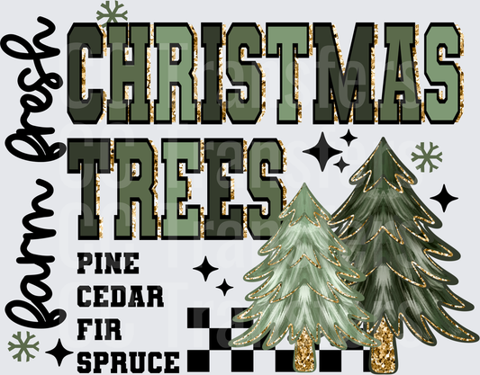 Farm Fresh Christmas Trees Pine Cedar Fir Spruce (DTF)