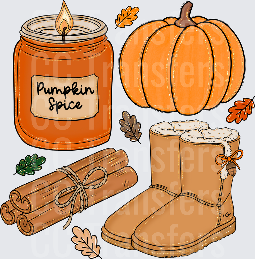 Fall Vibes Pumpkin Spice Candle Boots Cinnamon Bundle (DTF)