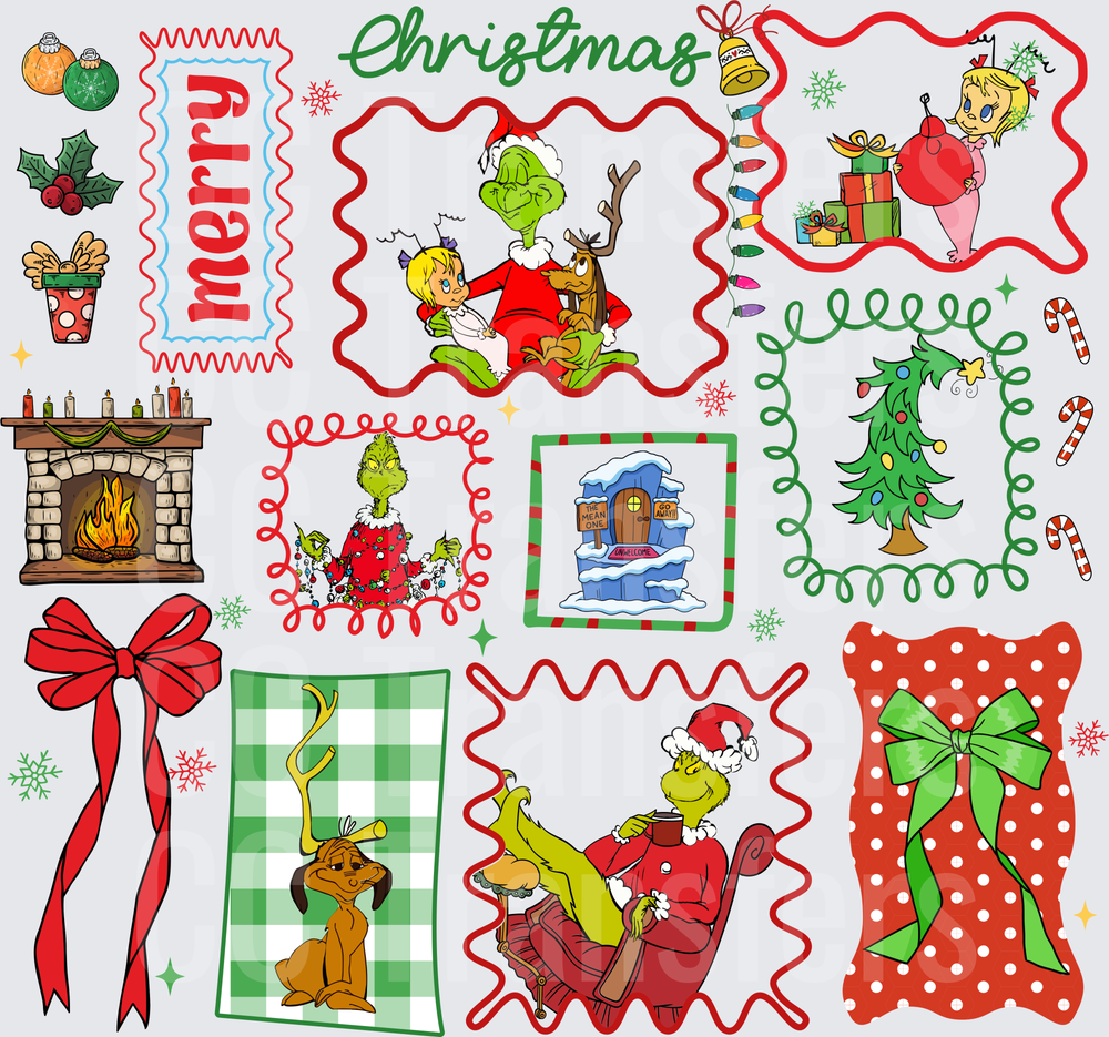 Merry Christmas Grumpy Green Character Holiday Bundle (DTF)