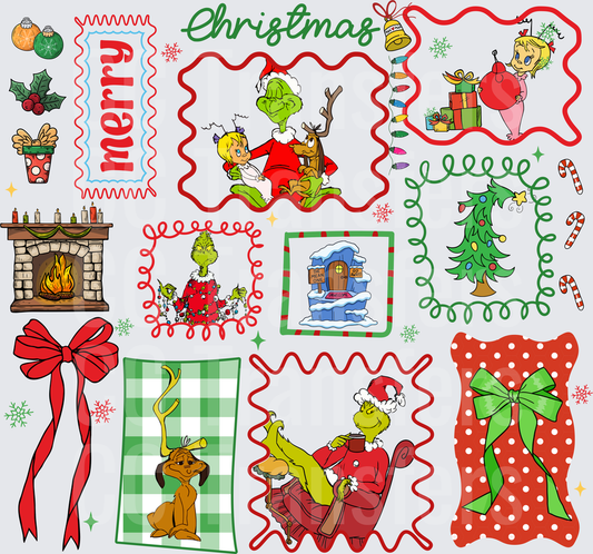 Merry Christmas Grumpy Green Character Holiday Bundle (DTF)