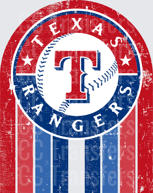 Vintage Distressed Baseball Team Arch Stripe Logo (DTF)