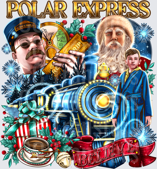 Polar Express Believe Christmas Train Holiday Scene (DTF)