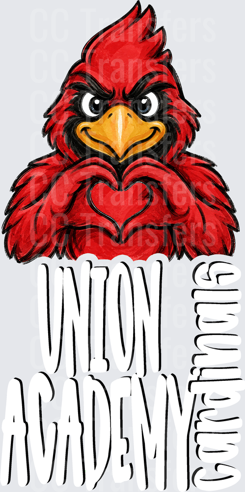 Union Academy Cardinals Heart Hands Mascot (DTF)