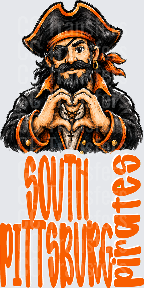 South Pittsburgh Pirates Mascot Heart Hands (DTF)