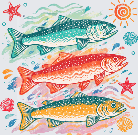 Colorful Trio of Spotted Trout Fish Ocean Summer (DTF)