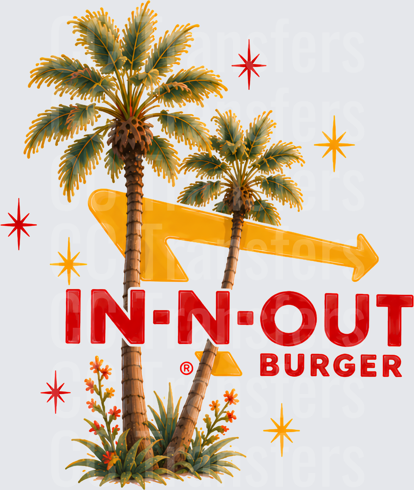 California Burger Joint Palm Tree Arrow Sign (DTF)