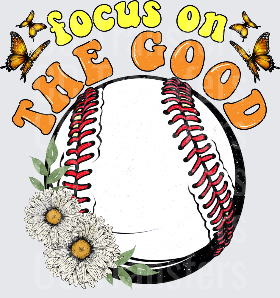 Focus On The Good Baseball Floral Butterfly Design (DTF)
