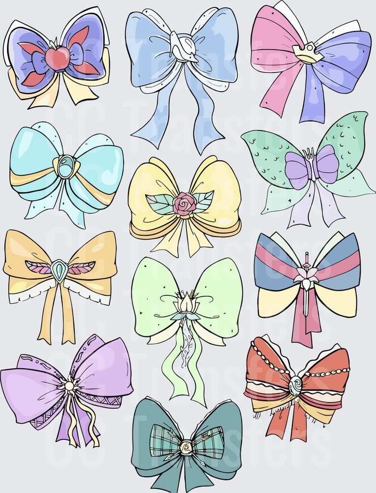 Pastel Decorative Bow Collection Sheet (DTF)