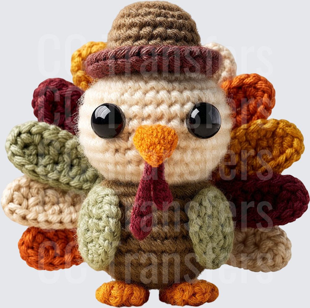 Cute Crochet Amigurumi Thanksgiving Turkey with Hat (DTF)