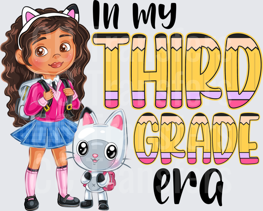 In My Third Grade Era Girl with Cat School Backpack (DTF)