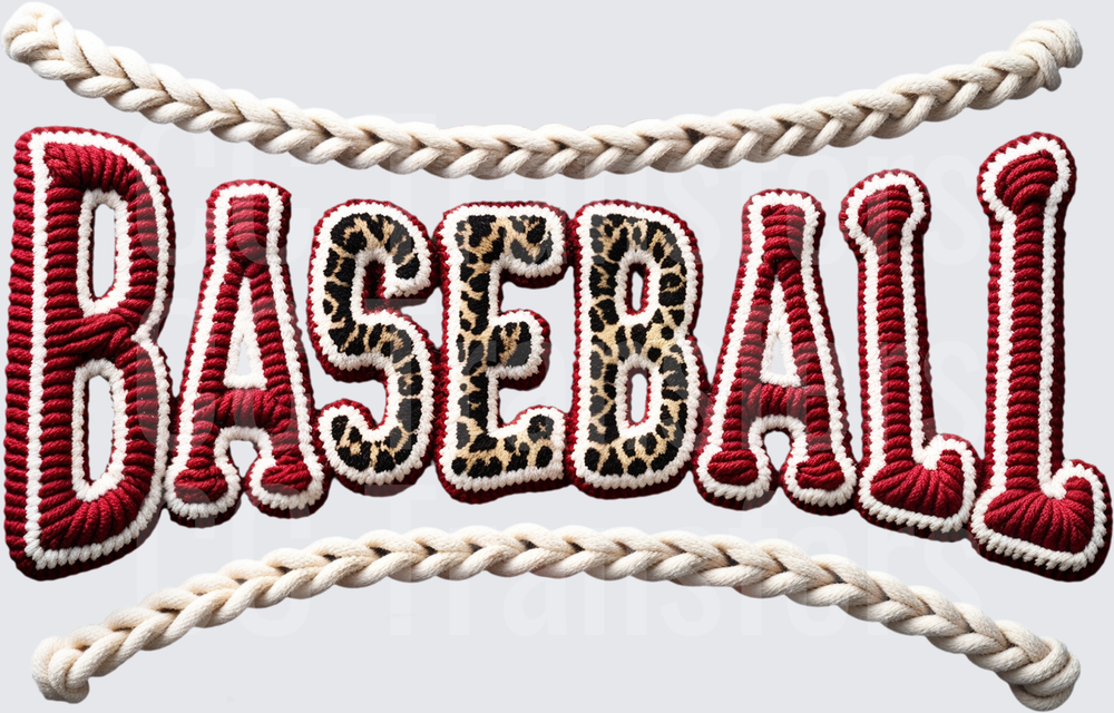 Baseball Chenille Patch Rope Stitch Leopard Print Letters (DTF)