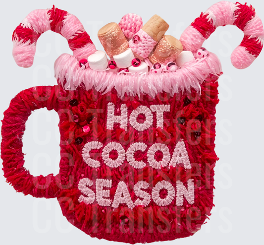 Hot Cocoa Season Fuzzy Mug with Candy Canes (DTF)
