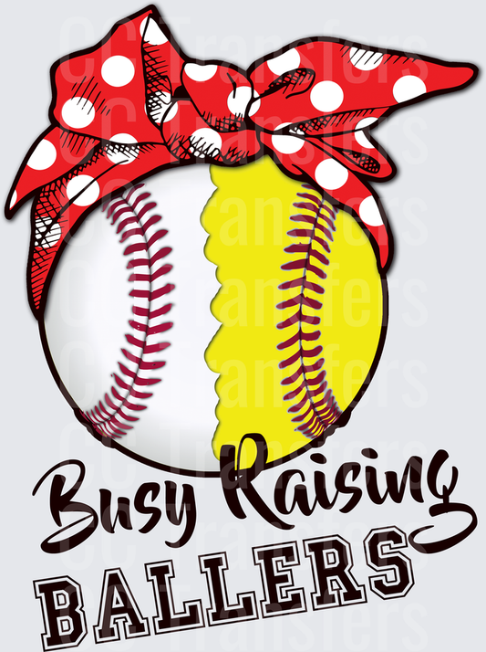 Busy Raising Ballers Baseball Softball Split Ball Bandana (DTF)