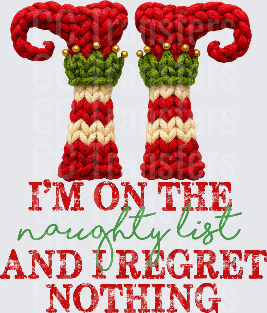 Knitted Uterus Elf Legs Naughty List No Regrets (DTF)