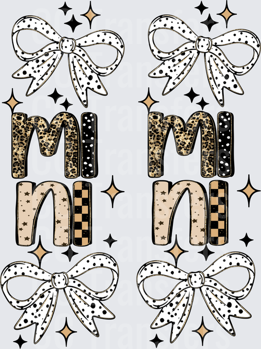 Mini Leopard Checkered Bow Sparkle Gang Sheet (DTF)