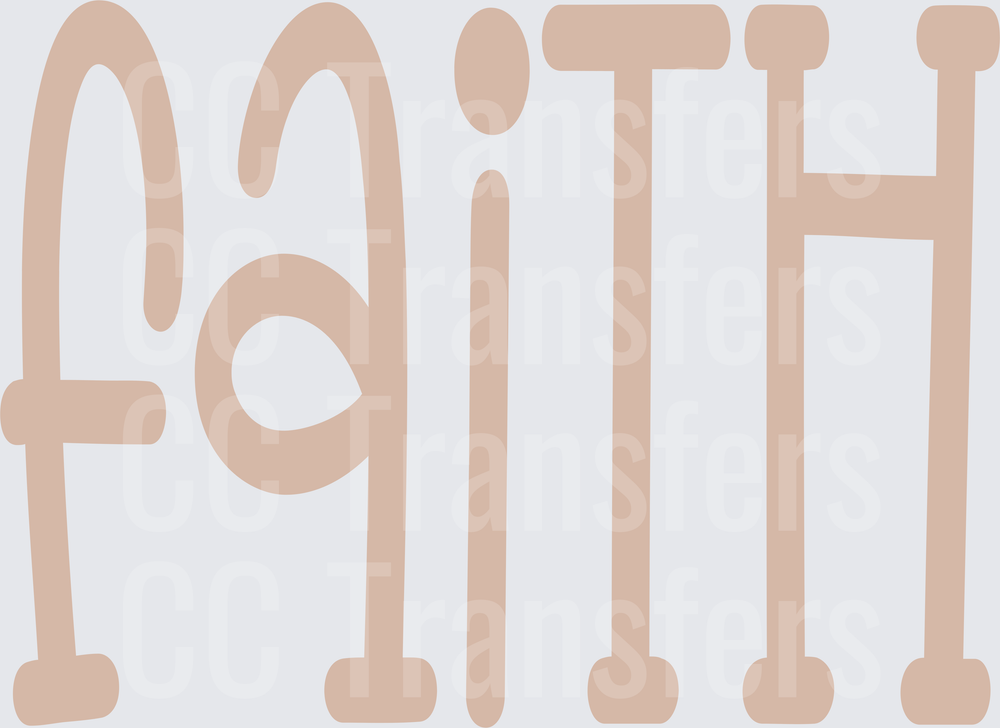 Faith Word Art Mixed Case Lettering Warm Nude Tone (DTF)