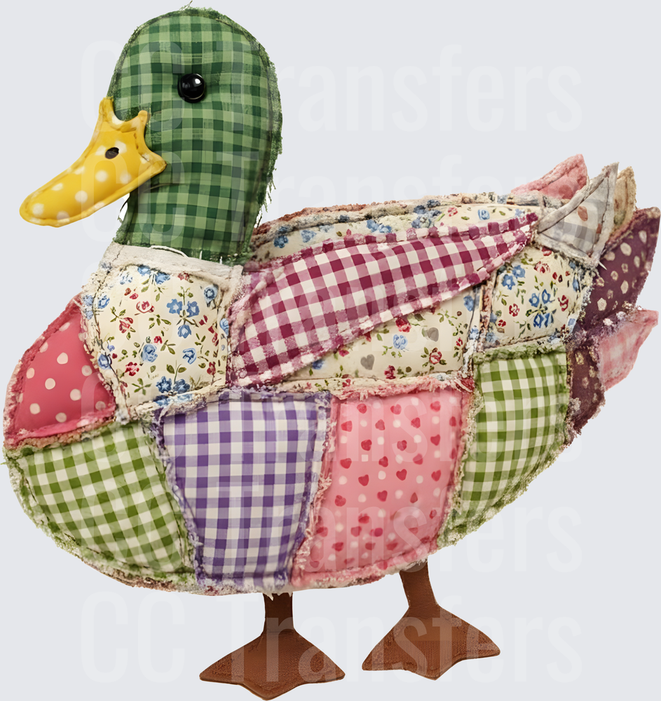 Patchwork Quilt Fabric Duck Mallard Farmhouse (DTF)