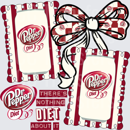 Diet Soda Cans Checkered Bow There's Nothing Diet About It (DTF)