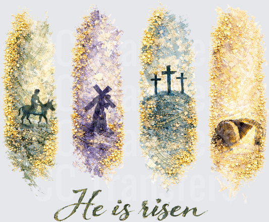 He Is Risen Four Panel Easter Story Watercolor (DTF)