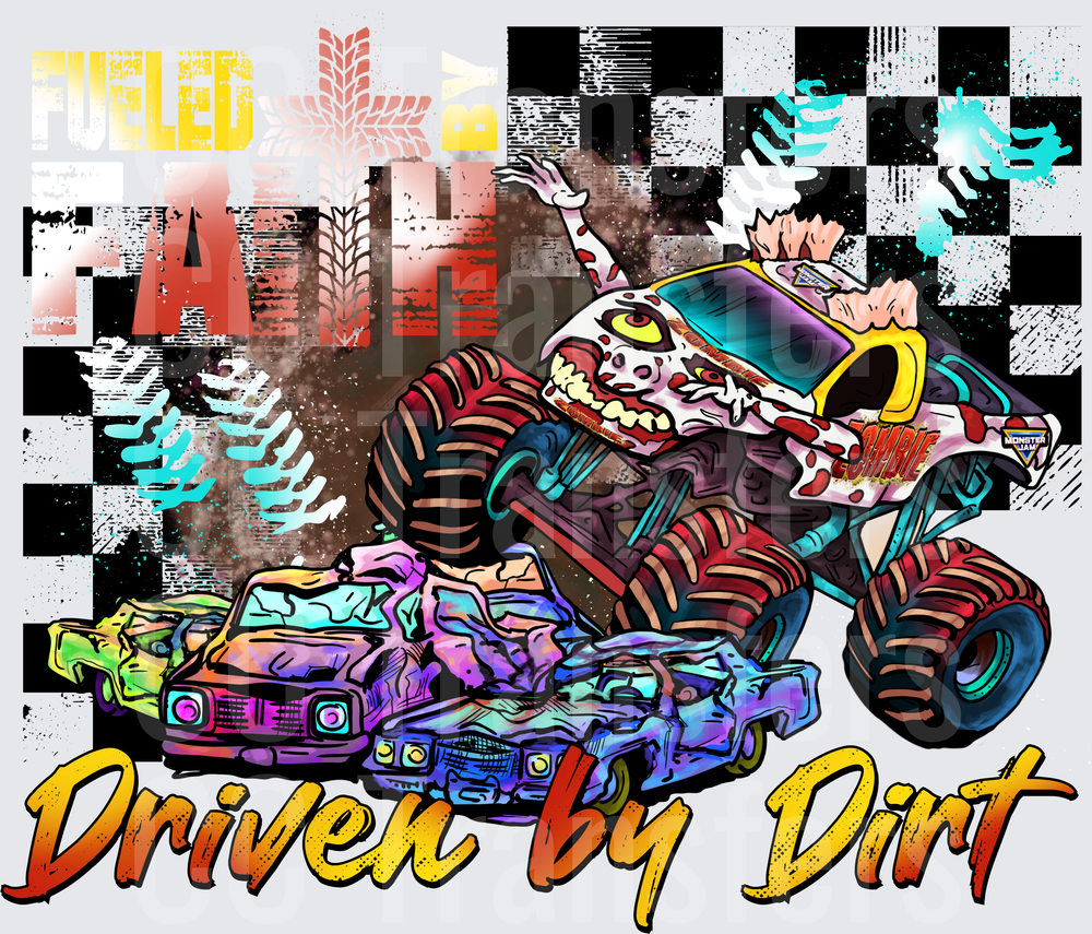 Zombie Monster Truck Crushing Cars Driven By Dirt (DTF)
