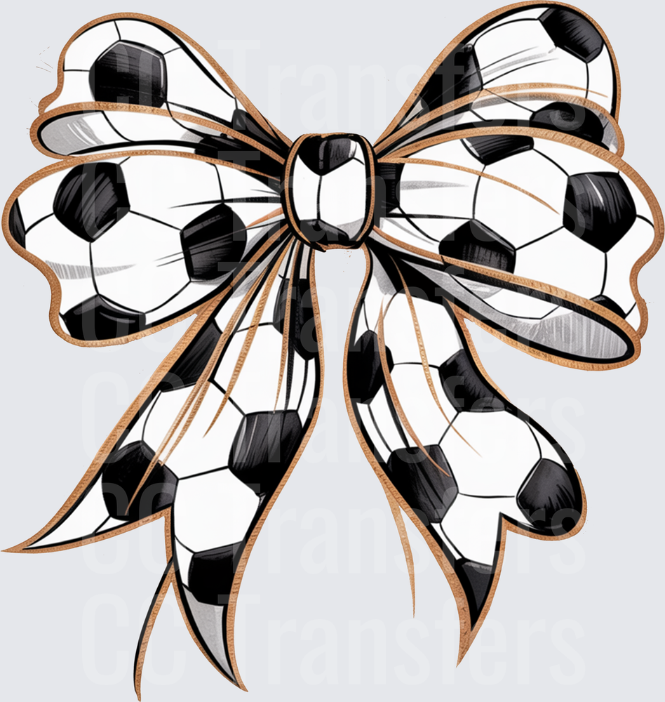 Soccer Ball Print Ribbon Bow (DTF)