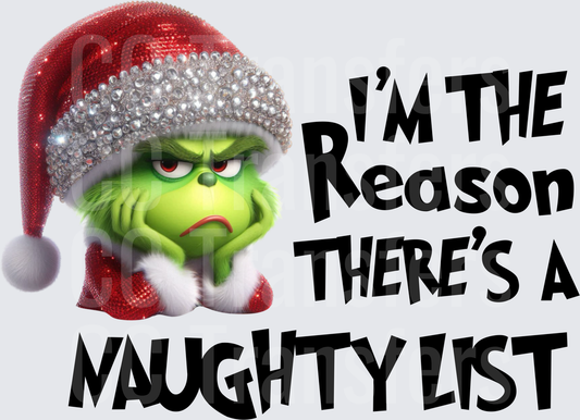 Grumpy Green Holiday Character I'm The Reason There's A Naughty List (DTF)
