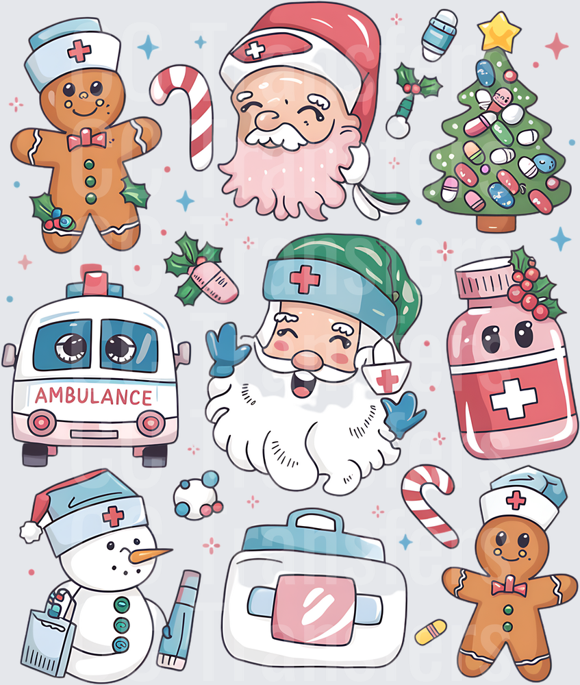 Kawaii Medical Christmas Santa Nurse Bundle (DTF)