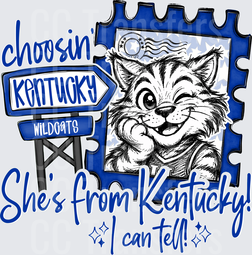 Choosin Kentucky Wildcats Postage Stamp Mascot Cat (DTF)