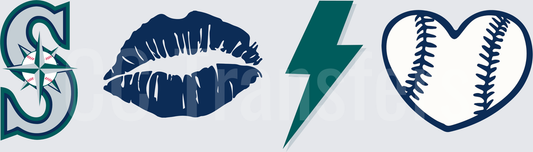 Baseball Fan Girl Four Icon Set Navy Teal (DTF)