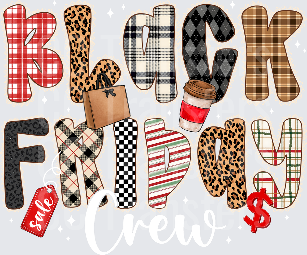 Black Friday Patterned Letters Sale Tag Coffee Cup DTF