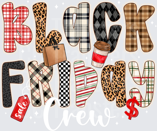 Black Friday Patterned Letters Sale Tag Coffee Cup DTF