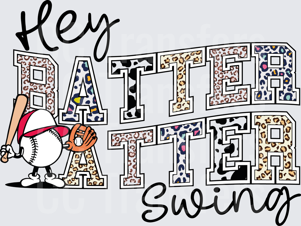 Hey Batter Batter Swing Leopard Baseball Character DTF