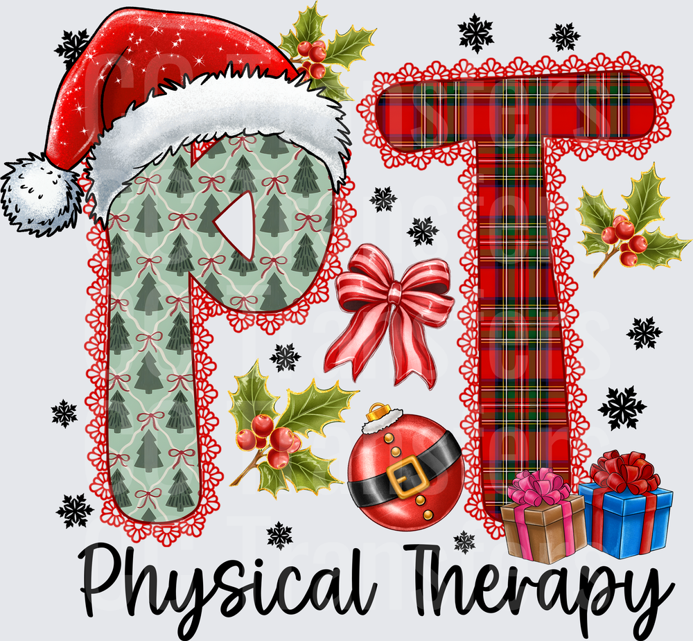 Christmas Physical Therapy PT Holiday Santa Hat Design (DTF)