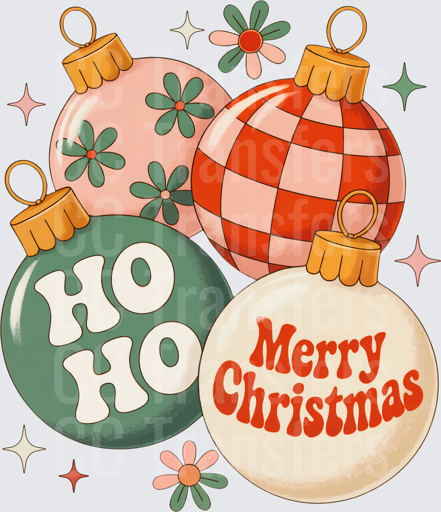 Retro Groovy Ho Ho Merry Christmas Ornaments (DTF)