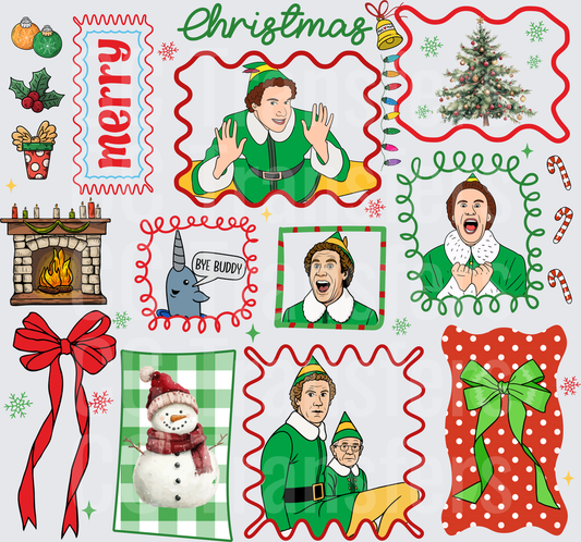 Merry Christmas Elf Movie Character Holiday Sheet (DTF)