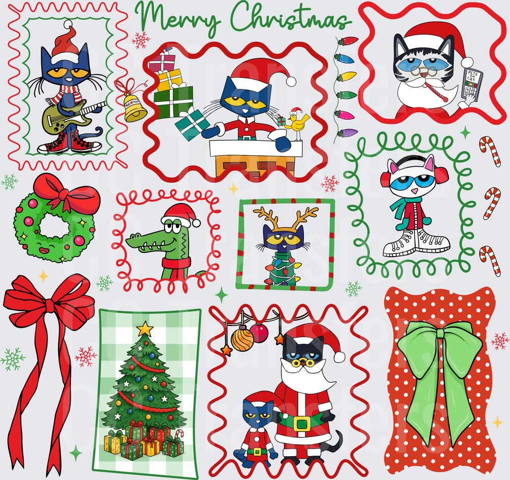 Merry Christmas Cool Cat Holiday Bundle Sheet (DTF)