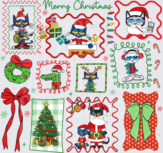 Merry Christmas Cool Cat Holiday Bundle Sheet (DTF)
