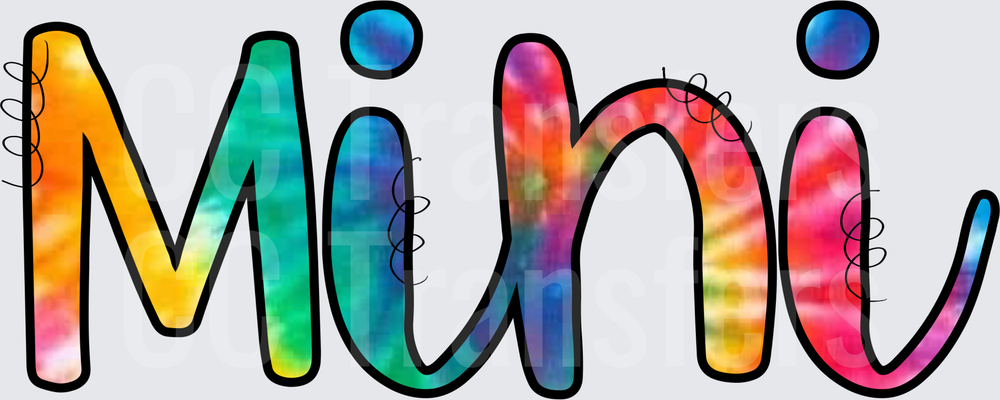 Tie Dye Mini Colorful Bold Text Lettering (DTF)