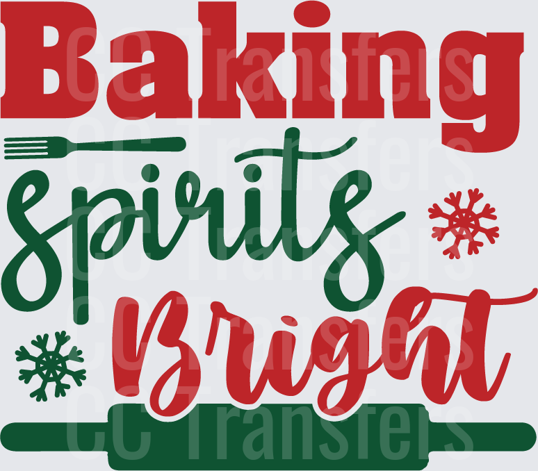 Baking Spirits Bright Christmas Holiday Typography (DTF)