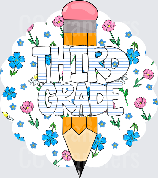 Third Grade Floral Pencil Design (DTF)