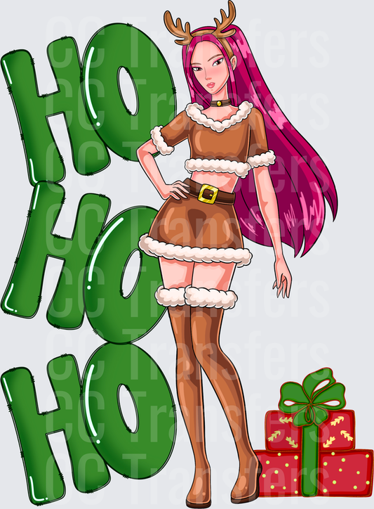 Sexy Reindeer Girl Ho Ho Ho Christmas Gift (DTF)